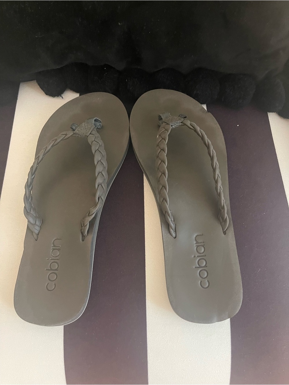 Cobian Women's Braided Flip Flop Sandals in Olive Green